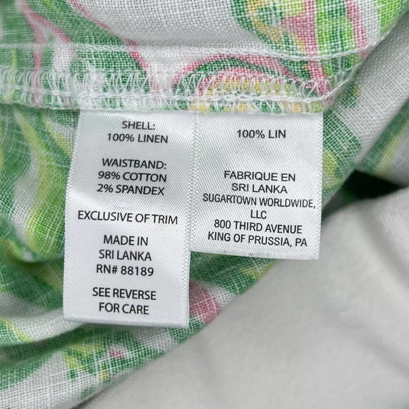 Lilly Pulitzer The Beach Pant Linen In Seeing Pink Elephants Print Wide Leg M - Picture 10 of 10